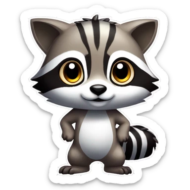 Colorful Shiny Kawaii Cute Raccoon-Tiger-Fakémon-Pokémon full body sticker