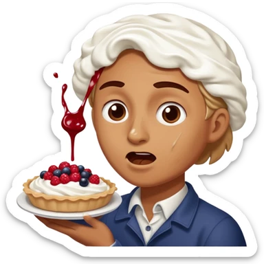 person getting hit in the face with a pie sticker