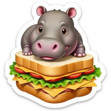 hippo with body of a sandwich sticker