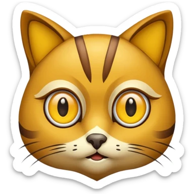 Buho gato amarillo marron sticker