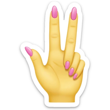 Yellow female emoji hand with pink fingernails making an “L” with index finger and thumb sticker