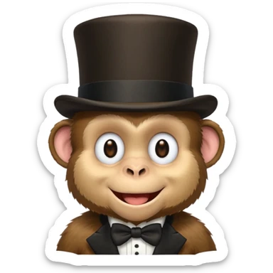 monkey with top hat sticker