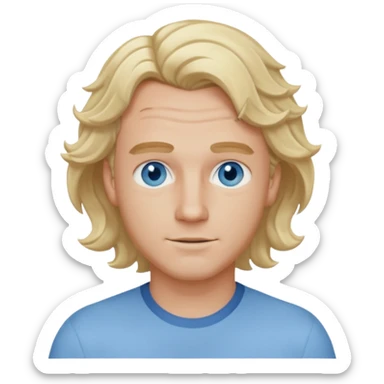 Mike Gallagher from Summer of Fear with blonde wavy hair, light blue outfit, white and blue eyes sticker