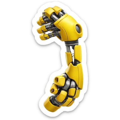 Flexing yellow mechanical cyborg bicep with shocks attached to arm sticker