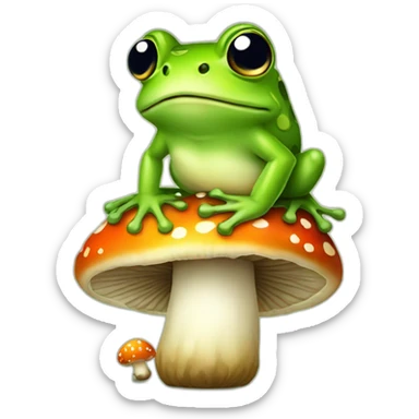 frog sitting on mushroom sticker
