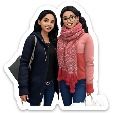 smiling girls with accessories outdoors sticker