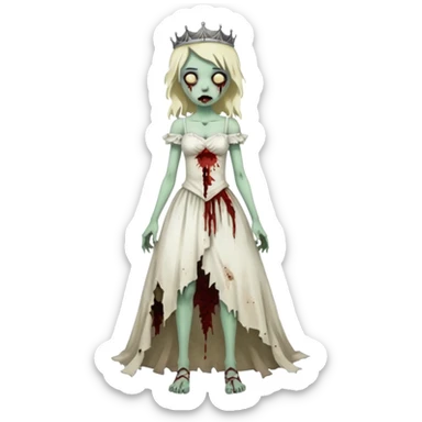 zombie princess full body torn dress sticker