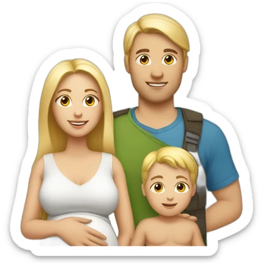 Family;blonde-haired-pregnant-mother, white-indian-man, blond-haired-baby-boy sticker