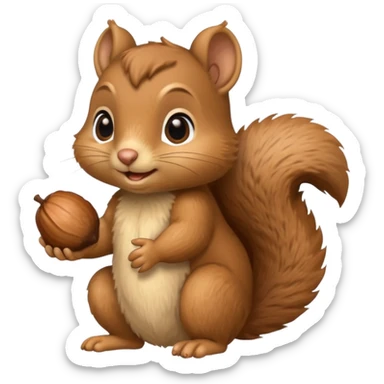 baby squirrel hold a acorn sticker