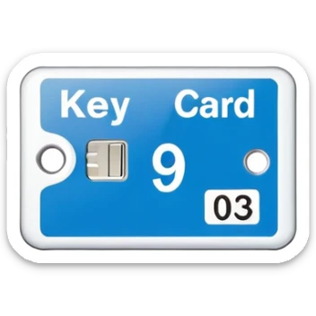 hotel key card with room number sticker