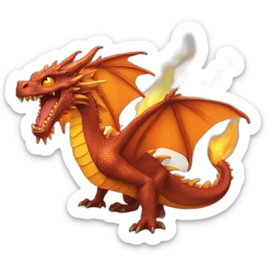 Dragon feu grand imposant orange qui crache du feu sticker