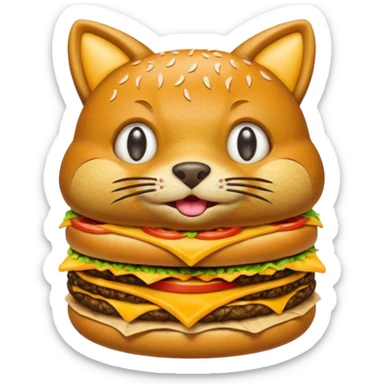Bottomless bear poop shaped into a cat that eats rats that is also a cheeseburger sticker