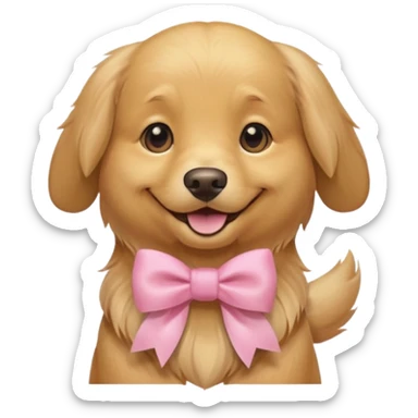 Golden retriever dog with light pink bow  sticker