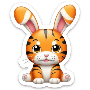 cute orange bunny with floppy ears and tiger stripes sticker