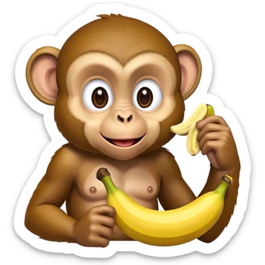 Monkey eating a banana sticker