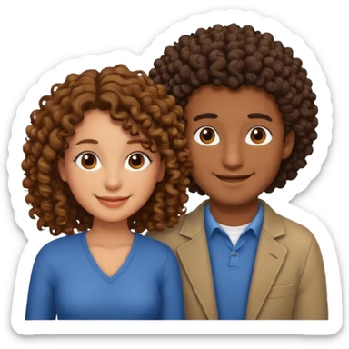 married curly girl brown guy sticker
