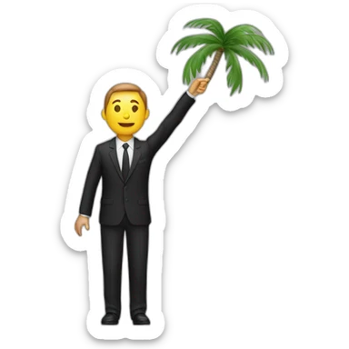 Person in black suit with right arm to the sky Palm to the Ground and other arm glued to the side of the body sticker