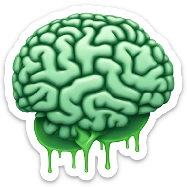 a brain with a greenish color, like a logo, and like it's dripping liquid from it. Big contours, no shades sticker