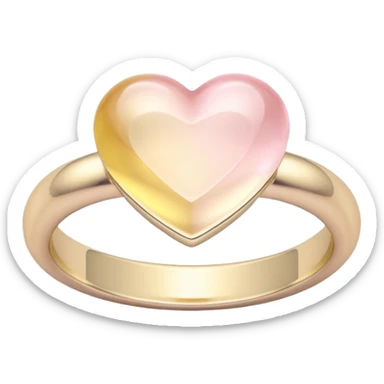 A ring with a small stone heart in soft pink, beige and yellow pastel colors sticker