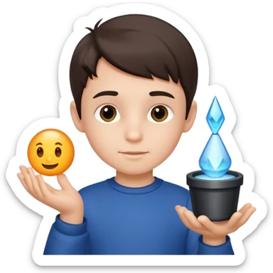 3D imoji of  The little boy who is a magic designer, he is a graphic designer, he should not be holding anything  sticker