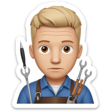 professional locksmith portrait, head and shoulders only, serious focused expression, leather apron collar, small lockpick tools visible, 3D cartoon, mobile game icon style, clean background, no text, no watermark
 sticker