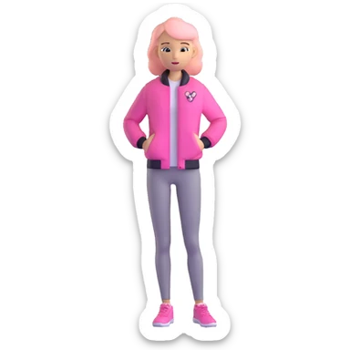 Garett Garrison from Minecraft movie wearing a pink jacket sticker