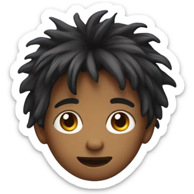 Kid with messy hair like, they just woke up, smirking slightly. Almost with a sense of innocence but they are aware of it  sticker