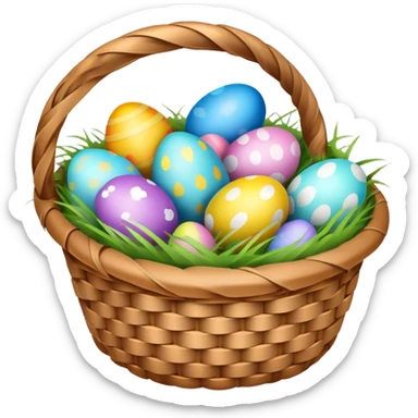 basket with colorful easter eggs inside sticker