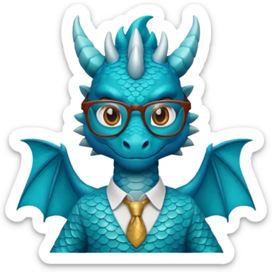 blue dragon with shirt and glasses sticker