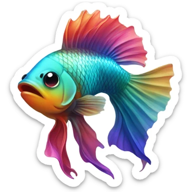 Beta fish wearing a hat sticker