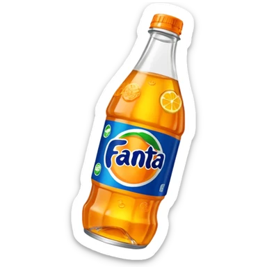 Una botella de cristal con el logo de Fanta con Fanta de limón dentro sticker
