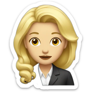 blonde woman dressed as a businesswoman thinking sticker