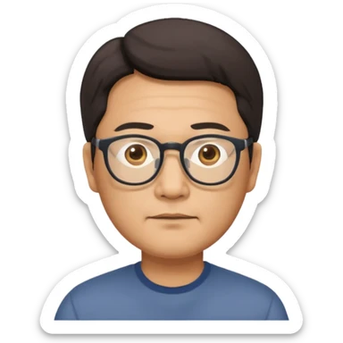 middle aged Asian man with glasses, neutral expression sticker