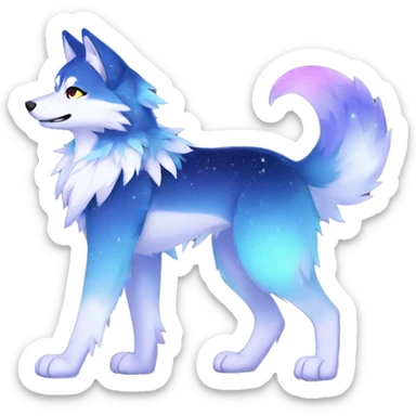 Colorful Sparkle-wolf-fursona full body sticker