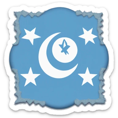 light blue flag with a islamic symbol in the center sticker