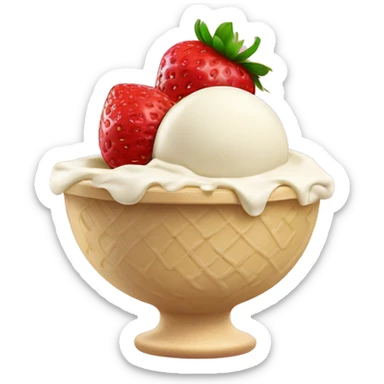 Strawberry and vanilla ice cream mixed in a bowl sticker