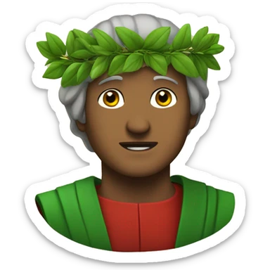 Dante Alighieri with a green laurel wreath on his head sticker