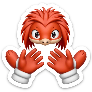 knuckles a red animal with peach arms and white mittens that have no fingers , he’s a echidna with red eyes sticker