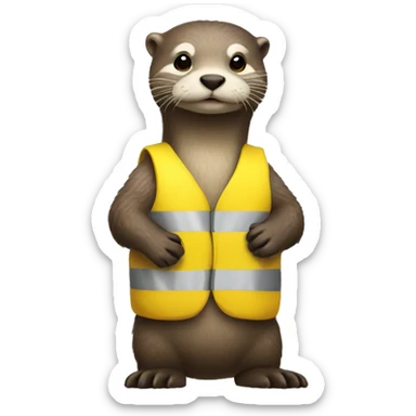 Otter wearing a yellow vest sticker