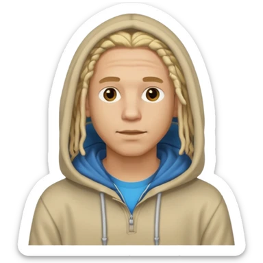 blonde long dreadlocks man with hoodie sticker