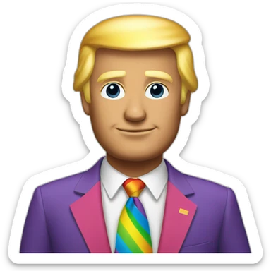 donald trump in a rainbow suit sticker
