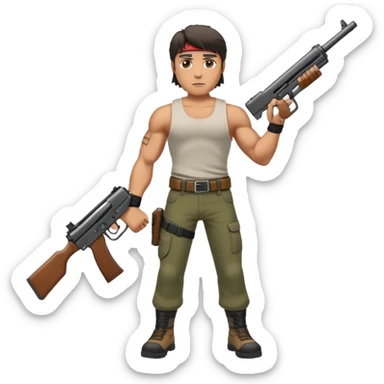 Rambo shooting, full body sticker