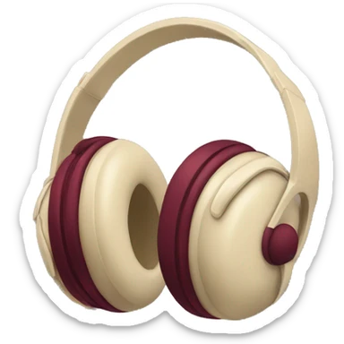 beige headphones with burgundy bow sticker