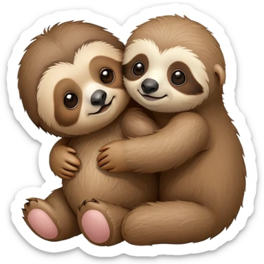 Baby sloth hugging a teddy bear sticker