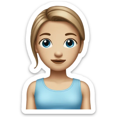 light brown hair girl with long hair and blue eyes wearing a light blue cropped top sticker