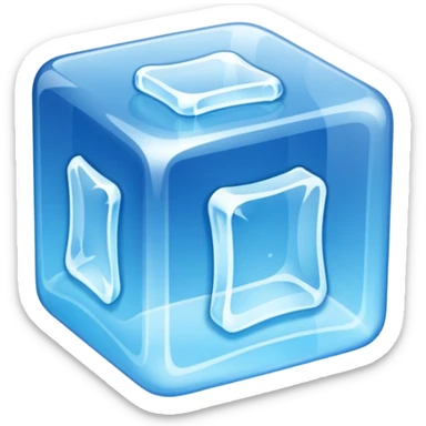 ice cube emoji with blue highlights cold temperature sticker