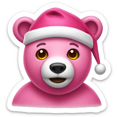 pink bear with santa hat sticker