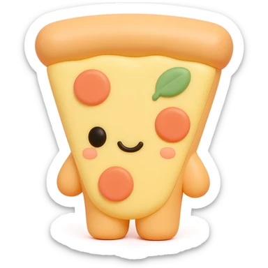 plushie style slice of pizza, vinyl figure look, soft toy details sticker