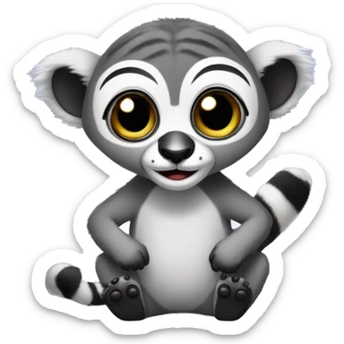 big eyed happy lemur wearing slippers sticker