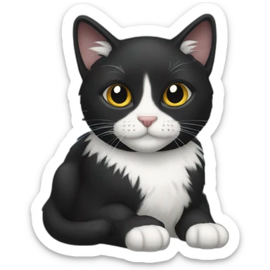 black cat with white cross furr in chest sticker